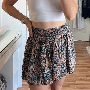 Floral Pleated Mini Skirt